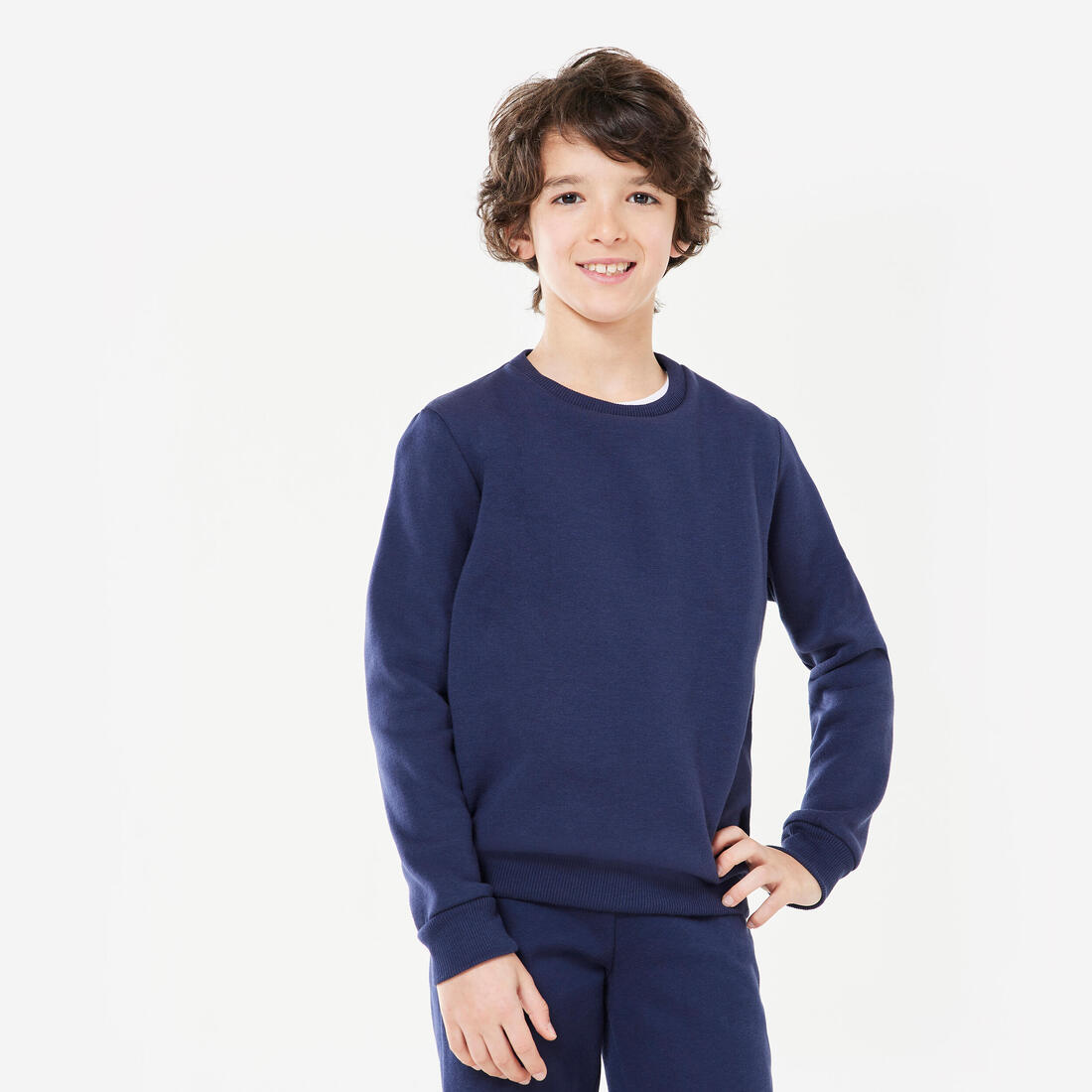 Sweat col rond mixte, chaud enfant, bleu foncé