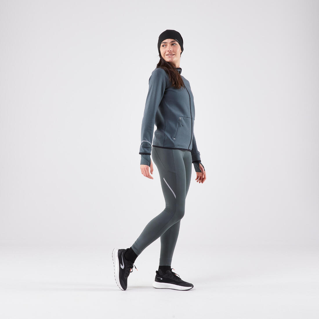 Bonnet running chaud Homme Femme - KIPRUN Warm + gris graph