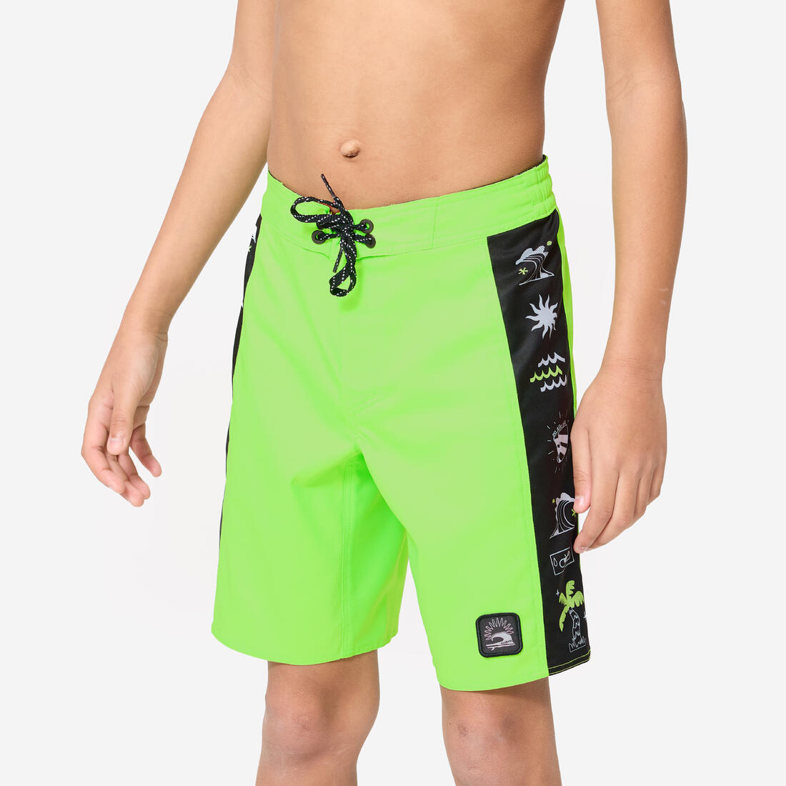 Boardshort surf Garçon - 900 band – vert néon fluo