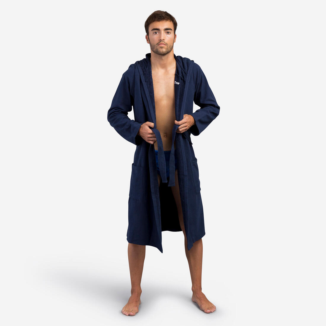 Peignoir de bain compact homme à capuche en coton