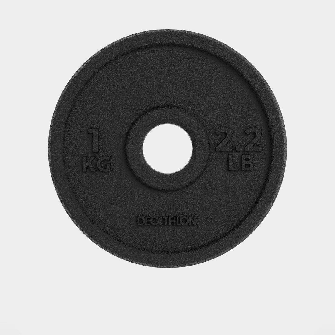 Disque de musculation fonte 1kg 28mm, disque de fonte à 80 % recyclée