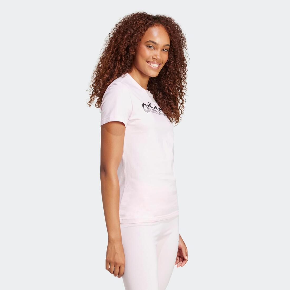 T-shirt imprimé en coton femme, rose