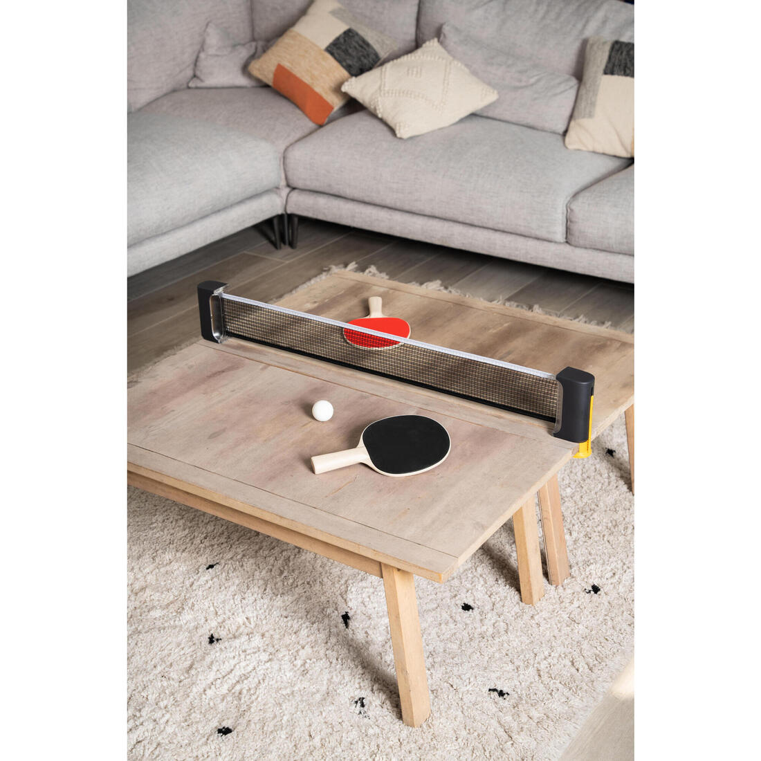 Set filet de ping pong rollnet petites surfaces + 2 raquettes PPR100 + 2 balles