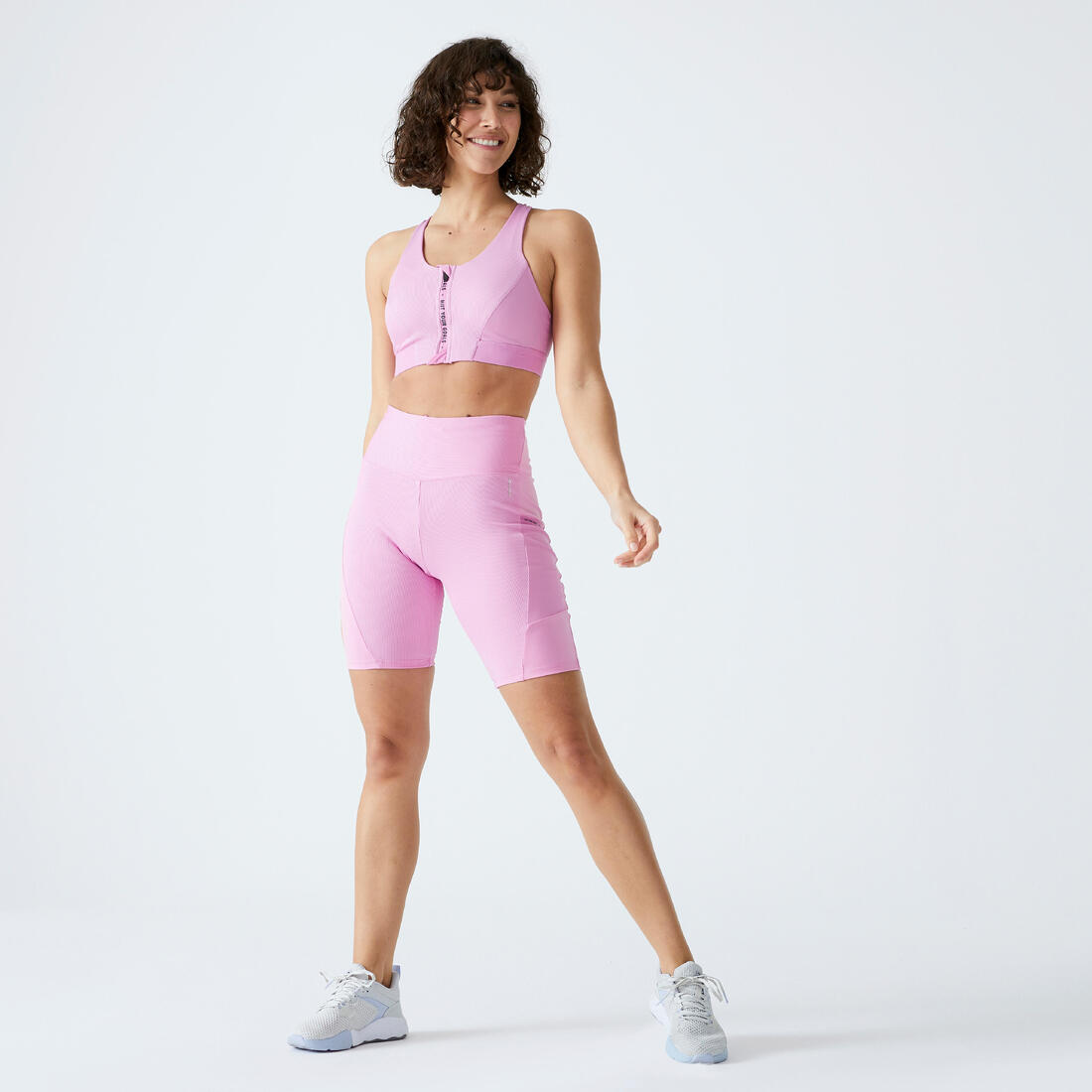 Brassière côtelée zippée maintien modéré Femme
