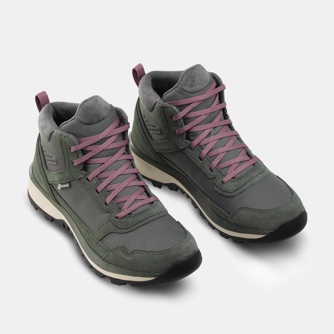 Chaussures de randonnée mid imperméables femme, NH500 Cuir WP