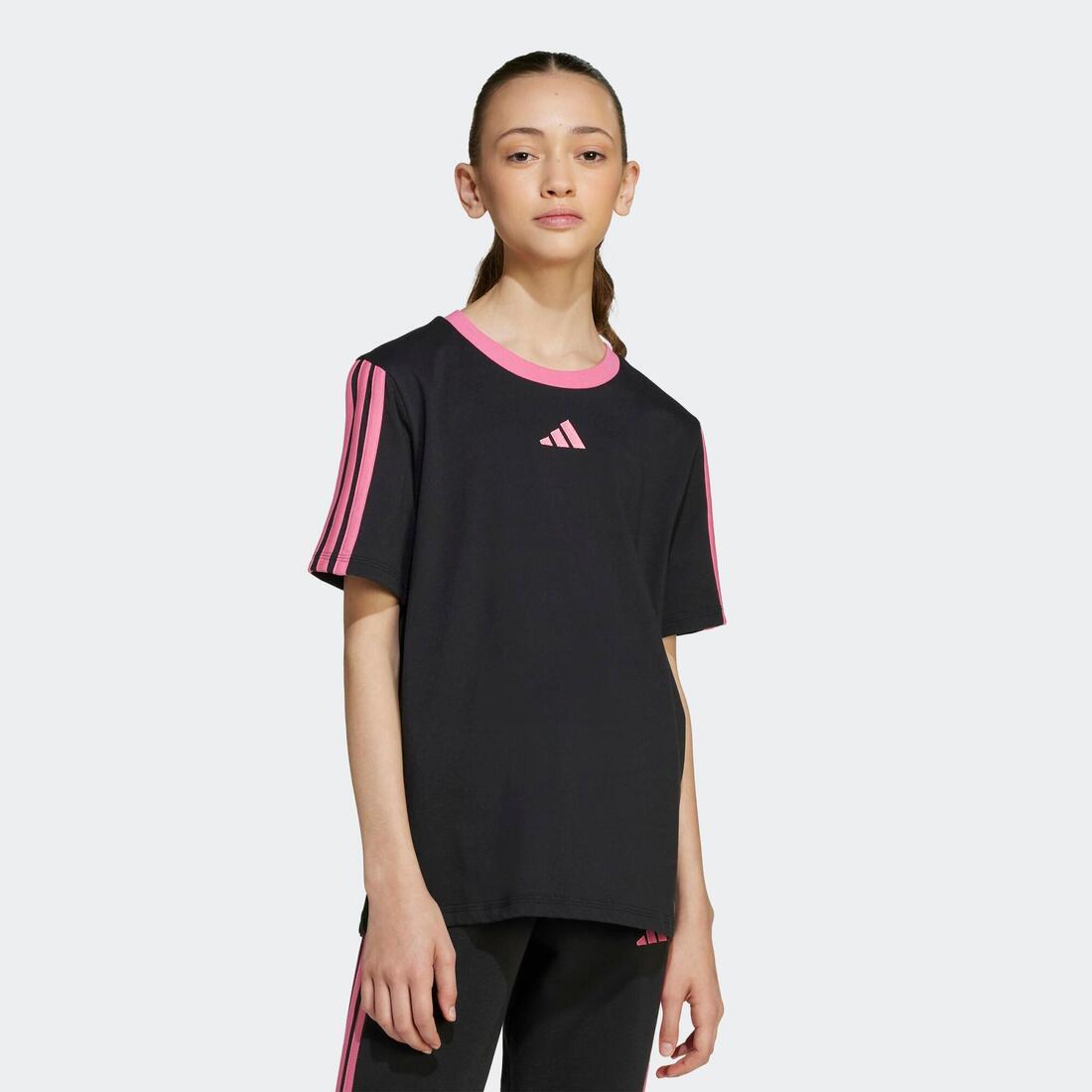 T-shirt enfant en coton, noir et rose