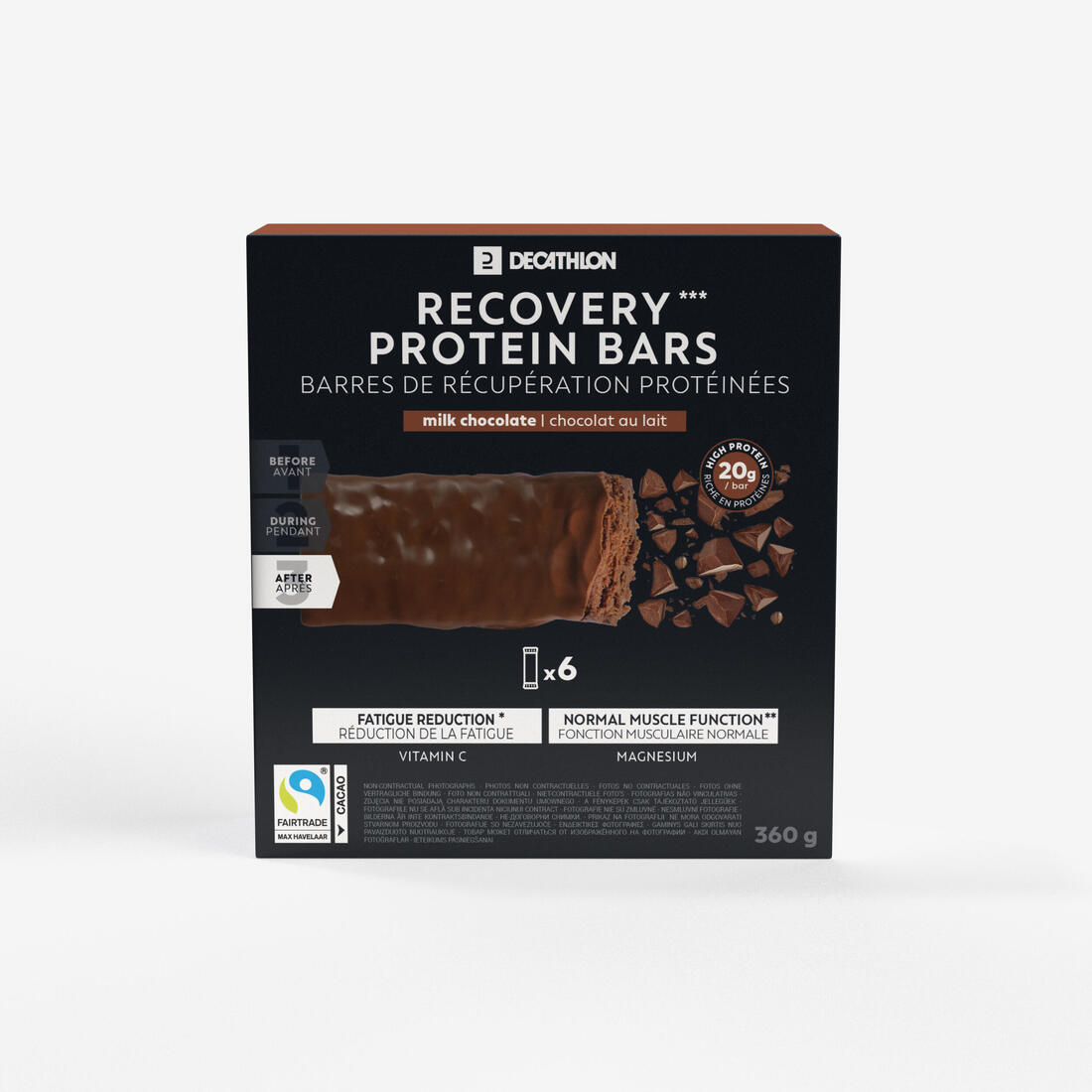 Barre protéinée de récupération chocolat au lait coco, x6