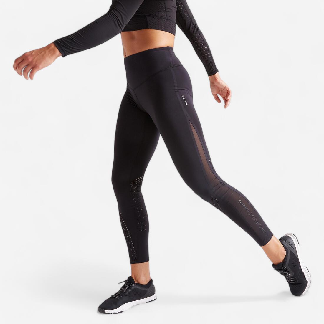 Legging taille haute gainant Fitness Cardio Noir