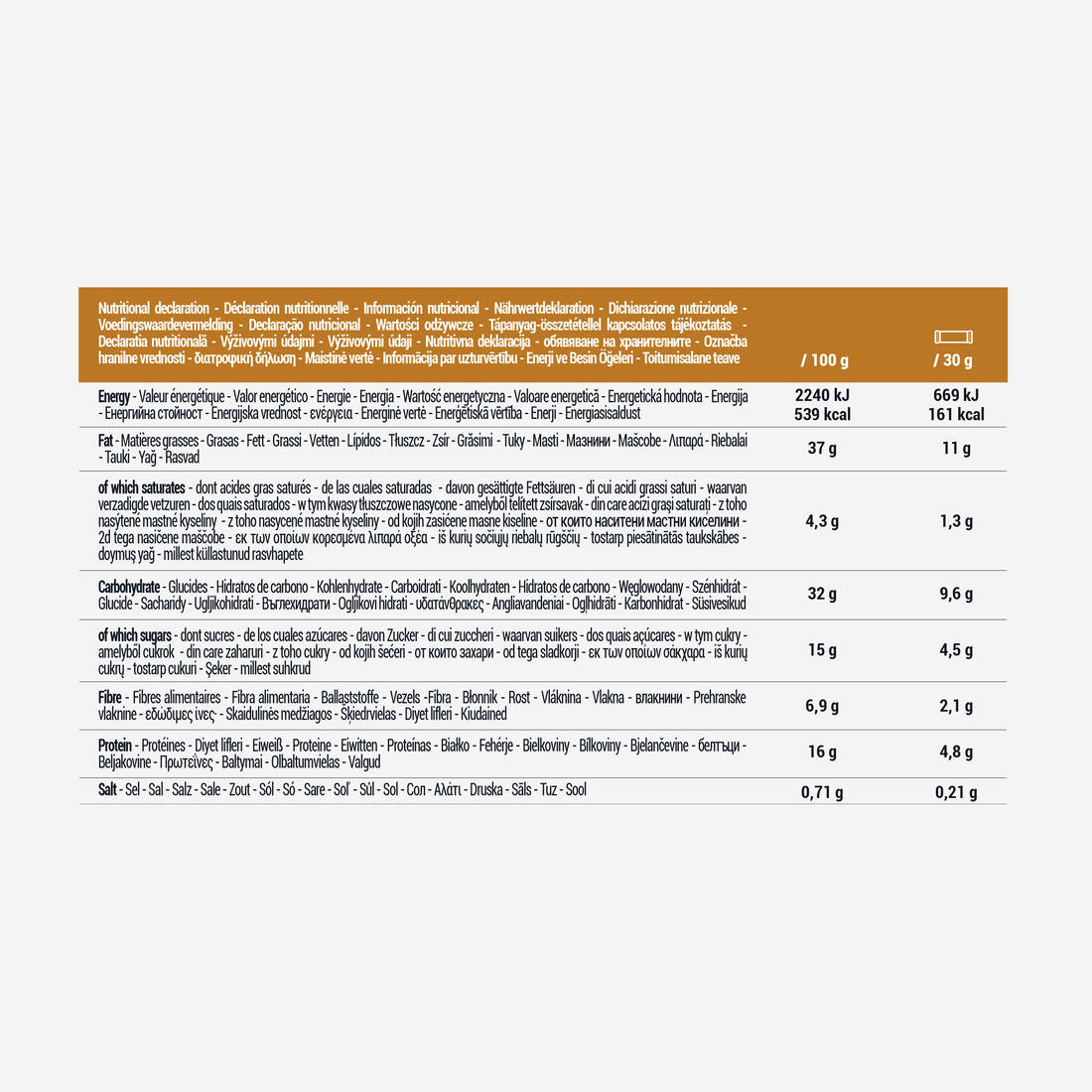 Barres de fruits secs cacahuètes amandes et graines x4