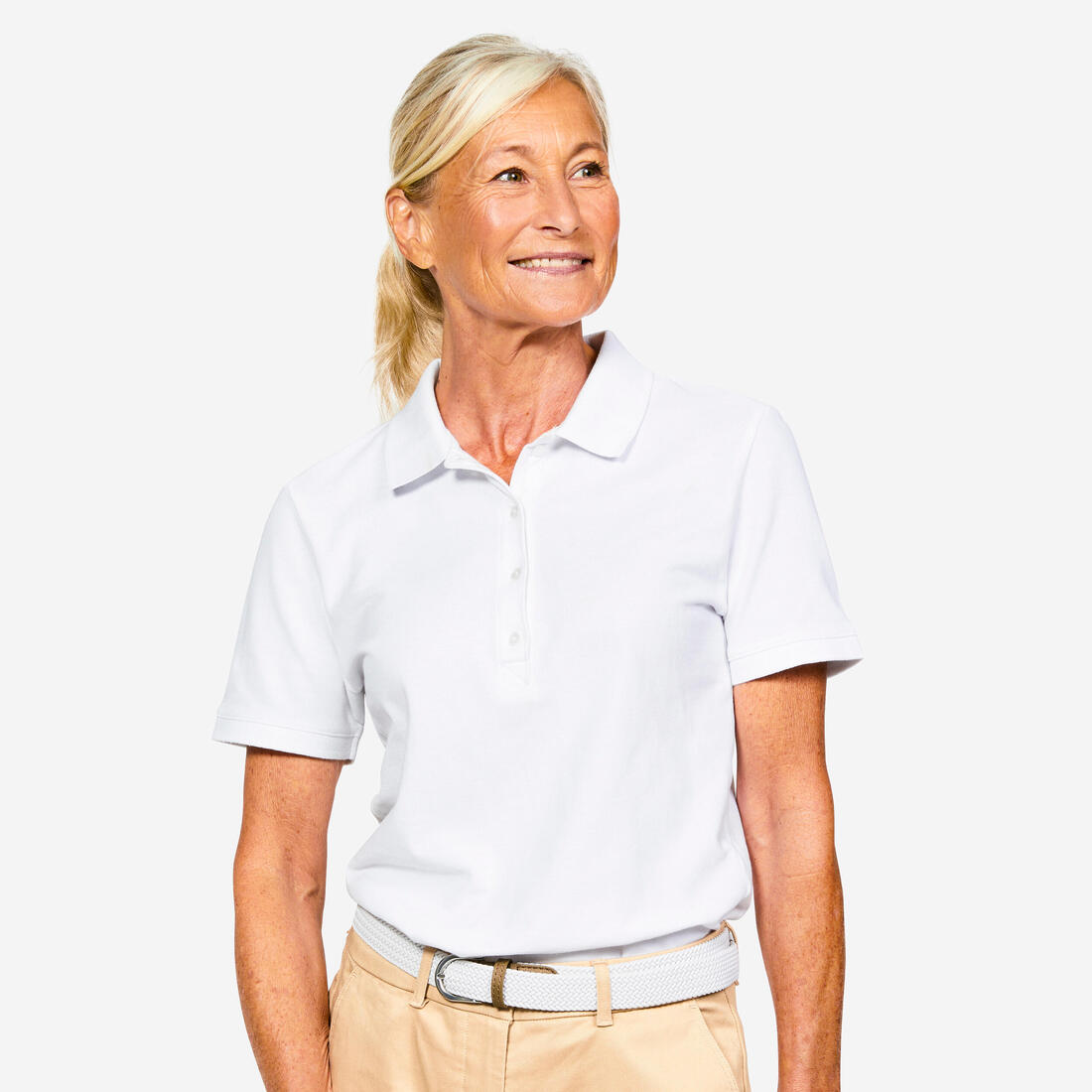 Polo golf en coton polyester manches courtes femme, MW500 beige clair