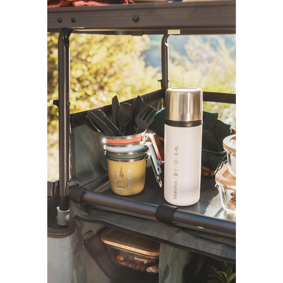 Tasse 500 acier inoxydable 0,3L, pour le camping et la randonnée - Verte.