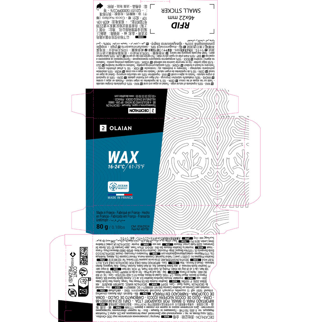 Surf wax d'origine naturelle pour  eau chaude de 22 à 30 °c.