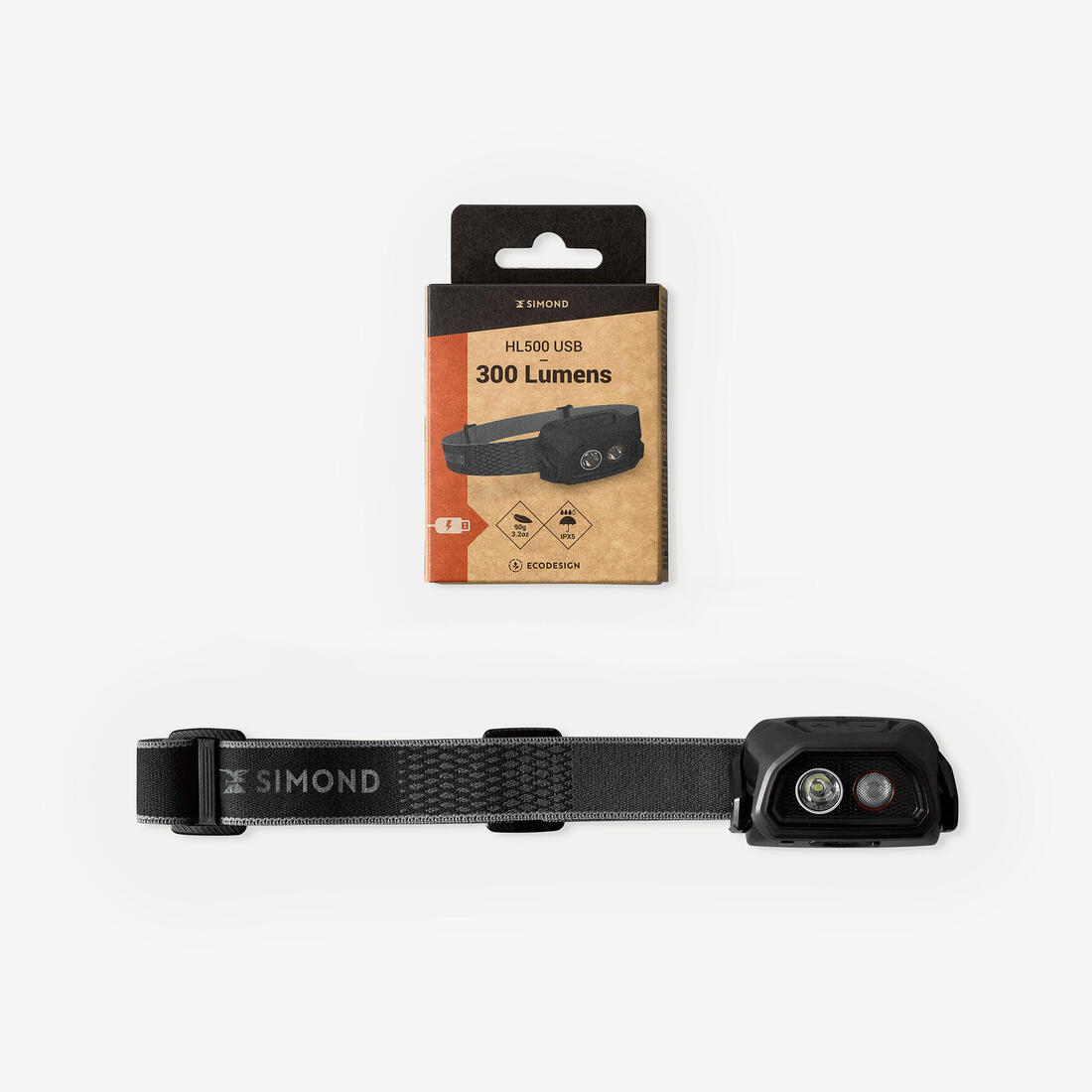 Lampe frontale rechargeable - 300 lumens - hl500 usb v3