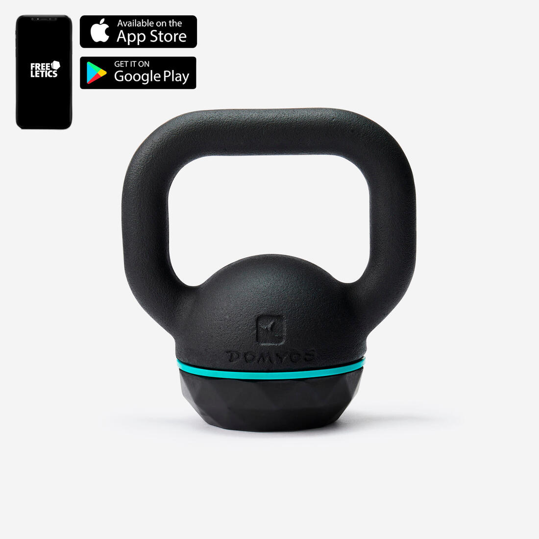 Kettlebell en fonte et base caoutchouc 6 kg, fonte en partie recyclée