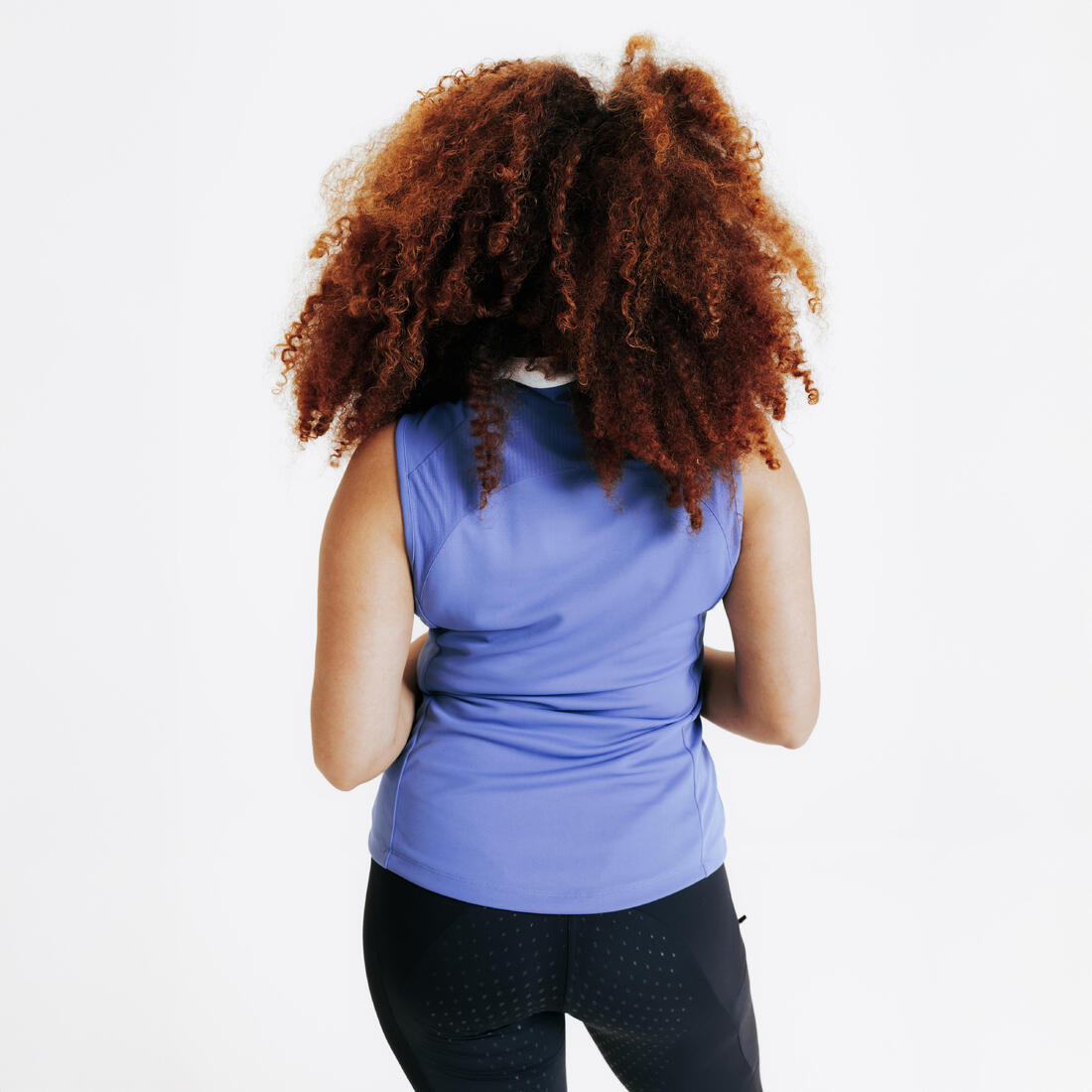 Débardeur - Polo sans manche été  équitation femme 500 MESH bleu comète