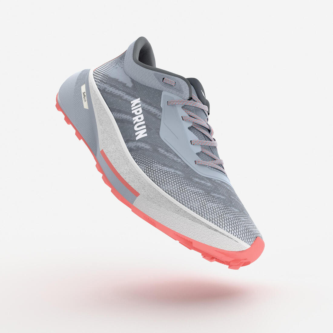 Chaussures de route et trail running femme, Kiprun Kipcore gravel gris et