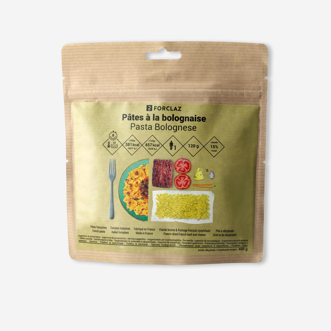 Repas lyophilisé - pâtes à la bolognaise - 120g