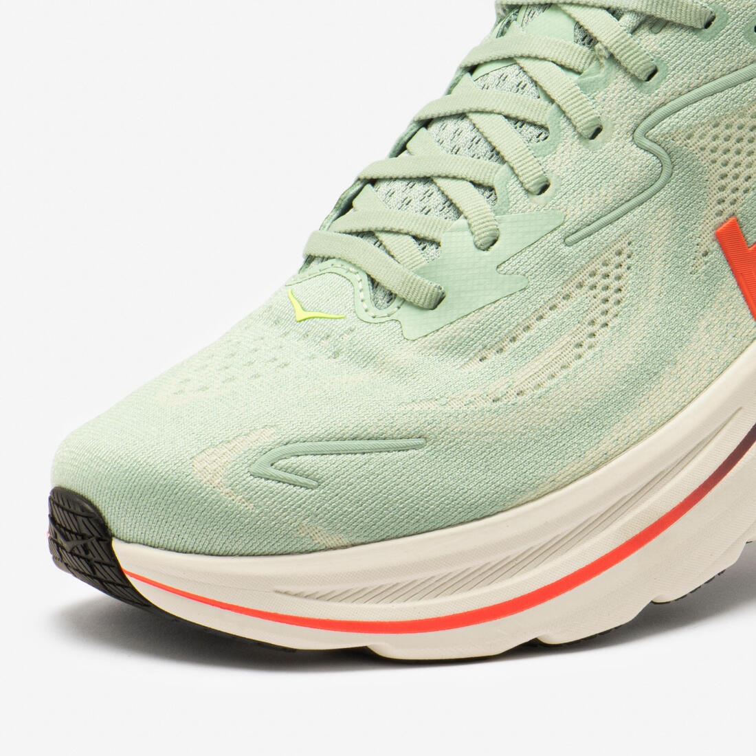 Chaussures de running homme, Hoka Clifton 10 vert et rouge