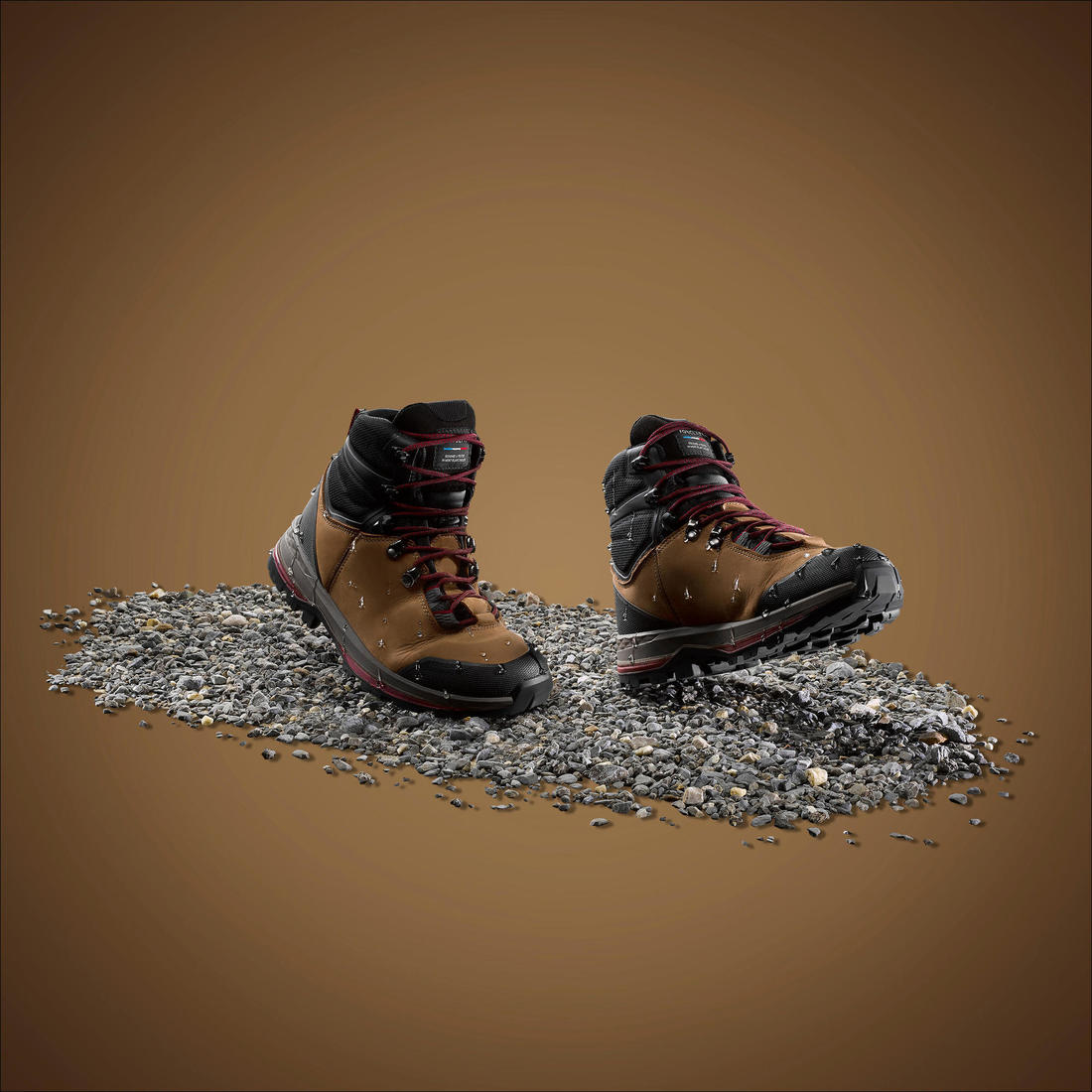 CHAUSSURES TREKKING CUIR IMPERMÉABLES - MT100 HYB - FEMME HAUTE – 8501924