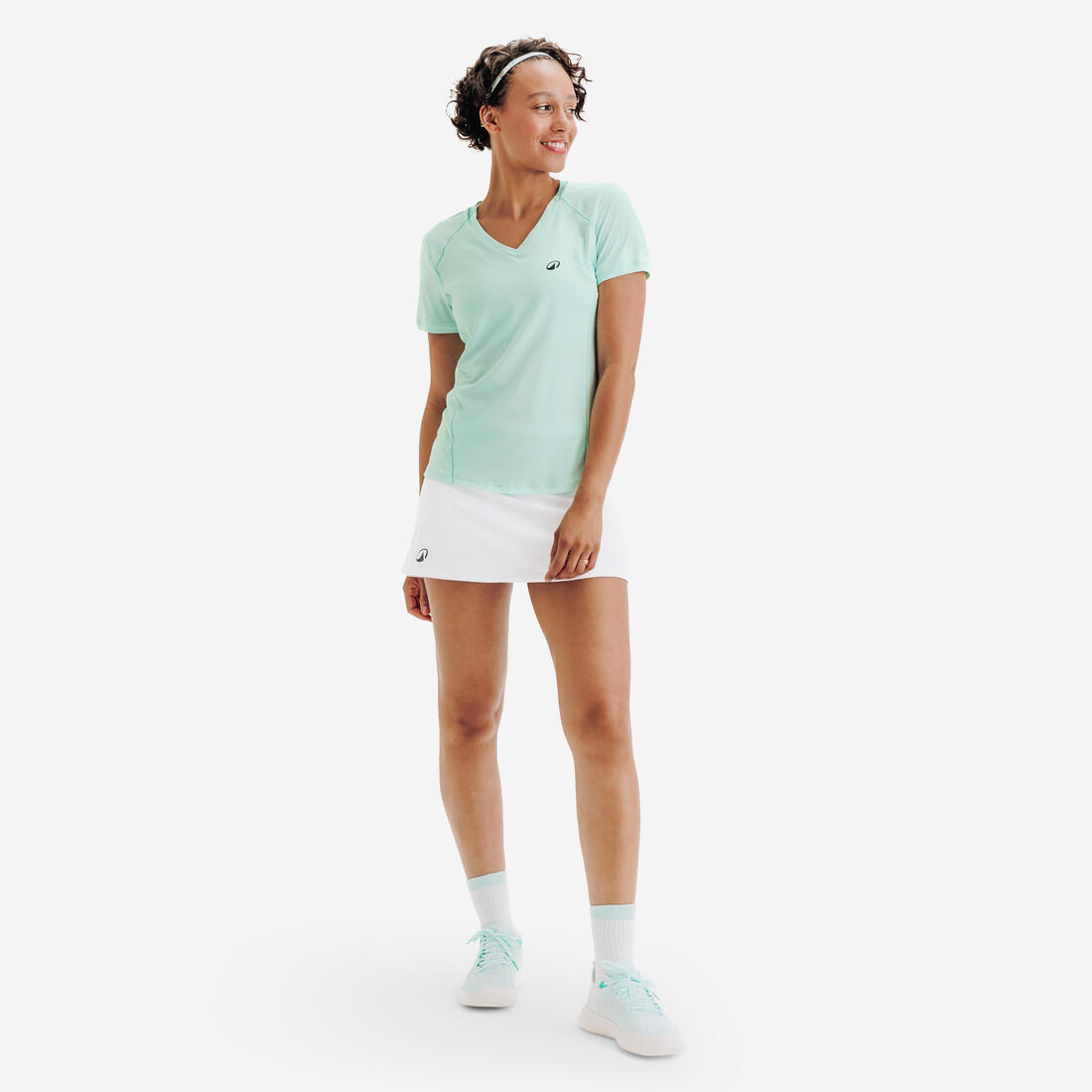 T-shirt de tennis respirant col V femme, Dry