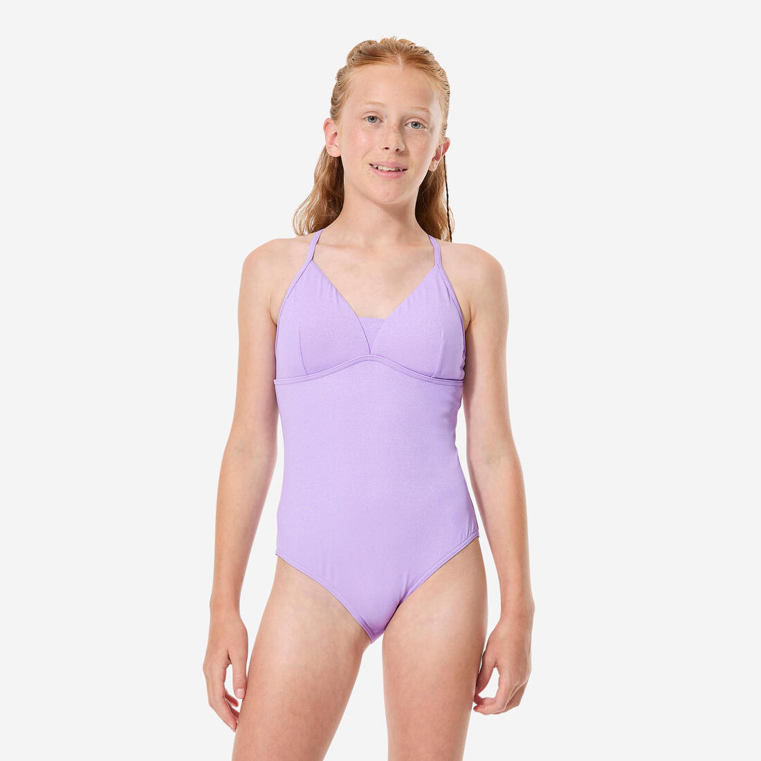 Maillot de bain lurex surf 1 pièce bretelles croisées fille, Caly zuma