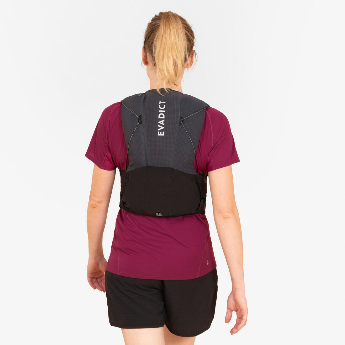 Sac trail running 10l mixte noir - vendu avec poche à eau 1l