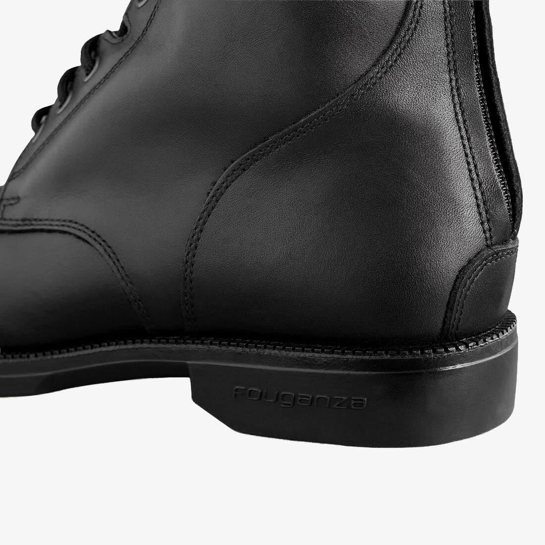 Boots équitation cuir paddock lacets Adulte - 560 noires