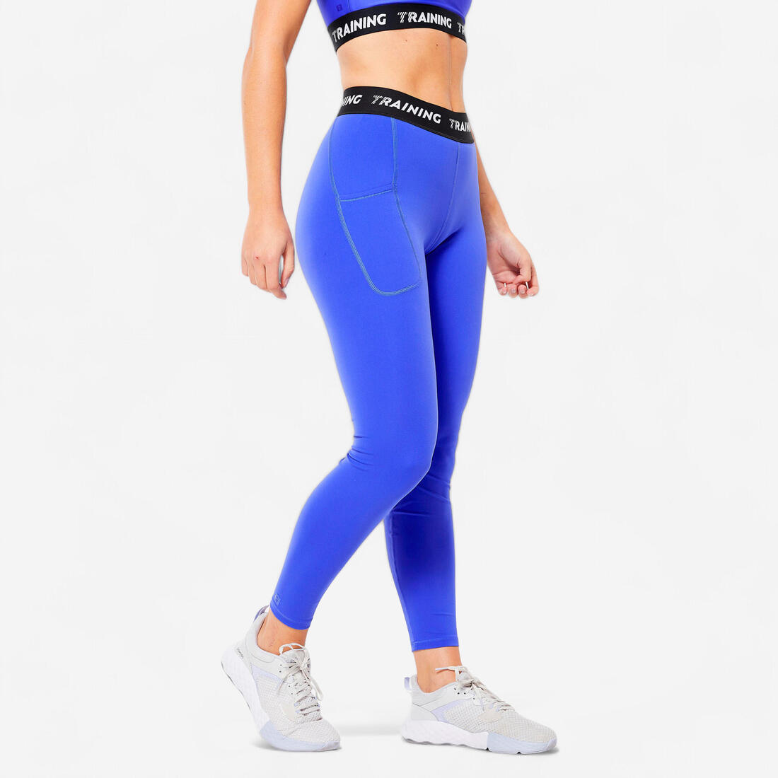 Legging long confort et douceur cardio training femme – bleu lupin