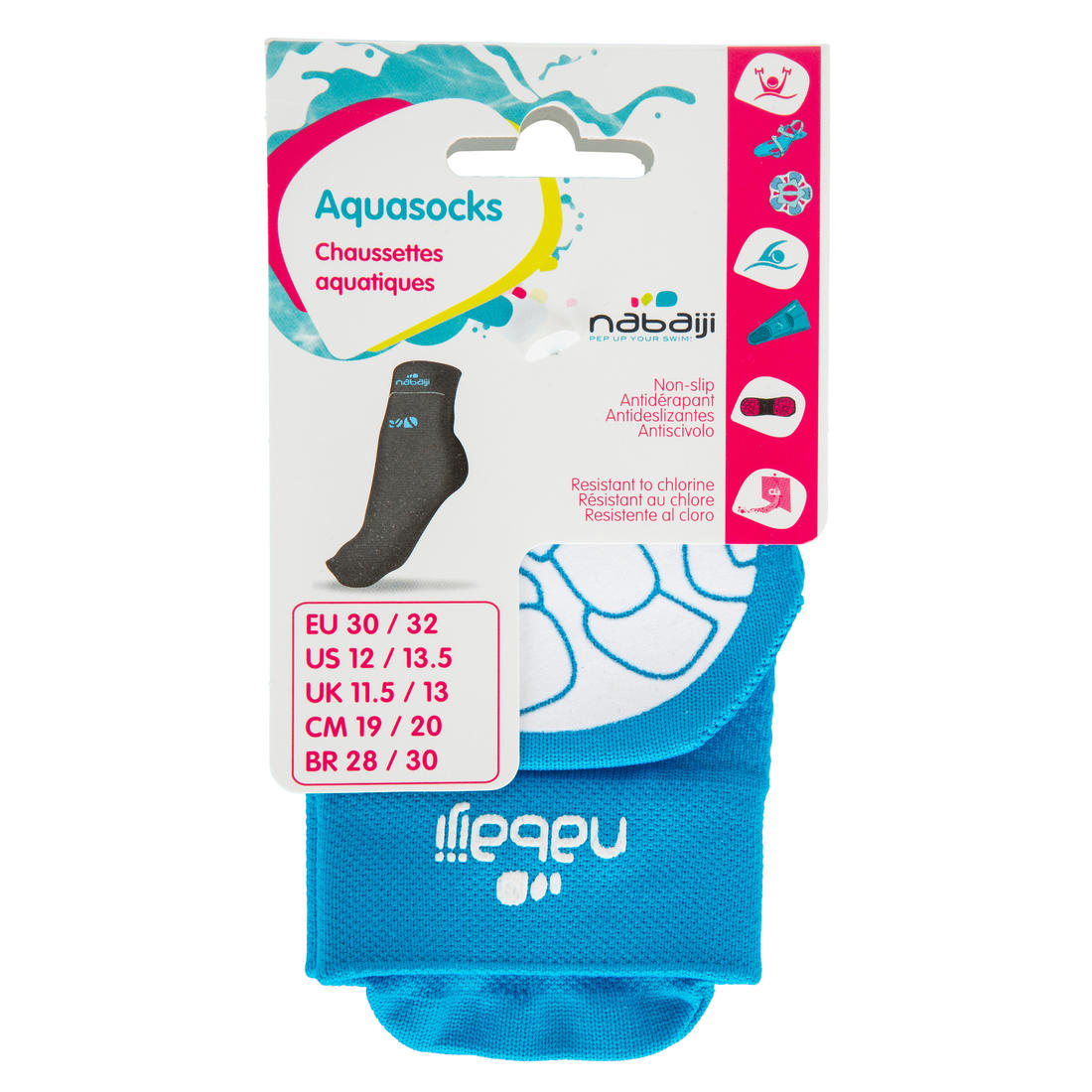 CHAUSSETTES DE NATATION AQUASOCKS ADULTES - NOIRES