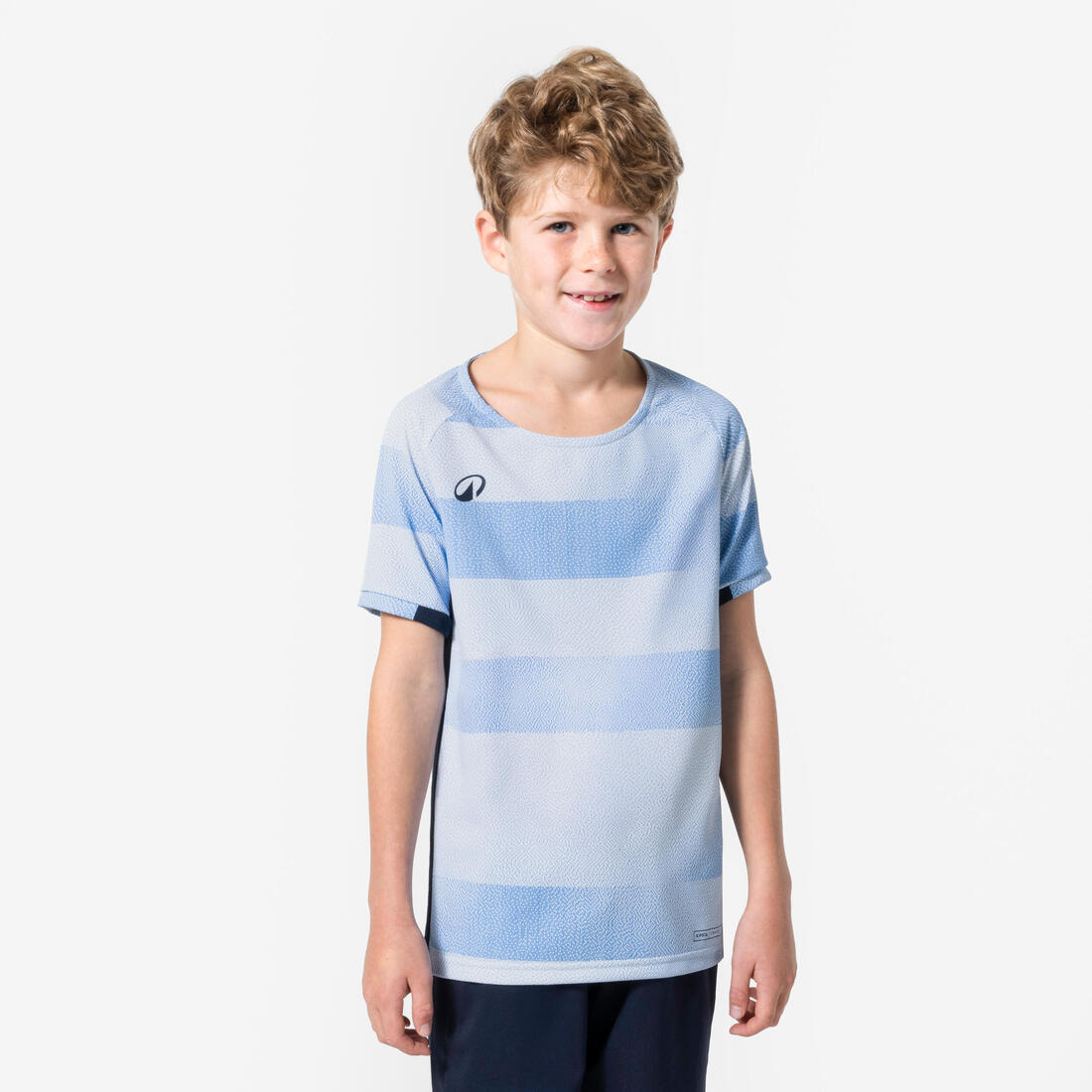 Maillot de football enfant manches courtes VIRALTO Jr Block Bleu ciel et