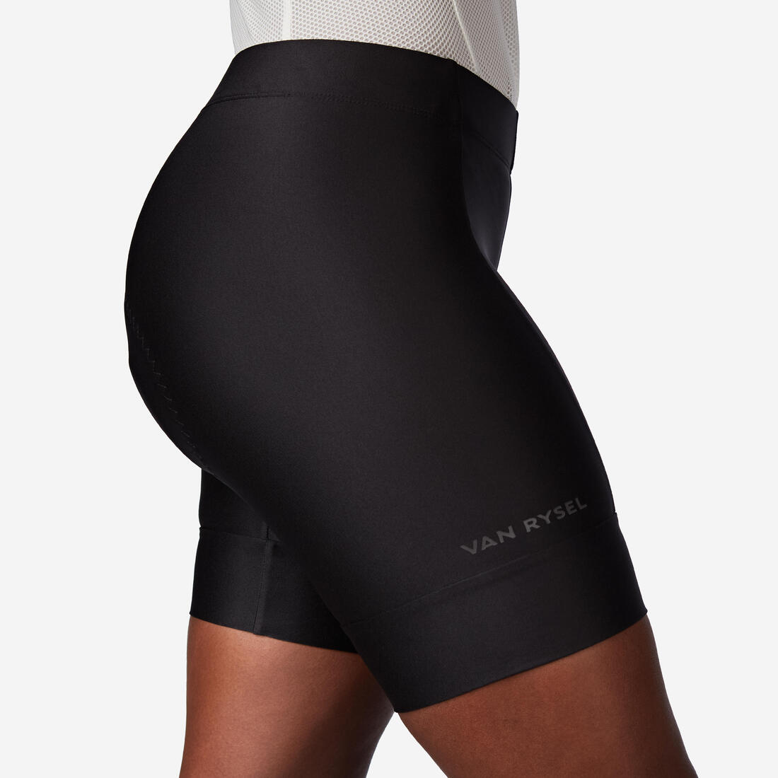 Cuissard court de vélo de route sans bretelles femme, Essentiel noir