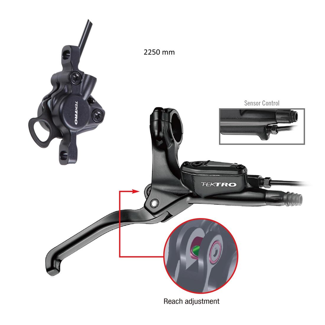 Kit frein hydraulique tektro hd-e350 2250mm pour velocargo longtail r500 e