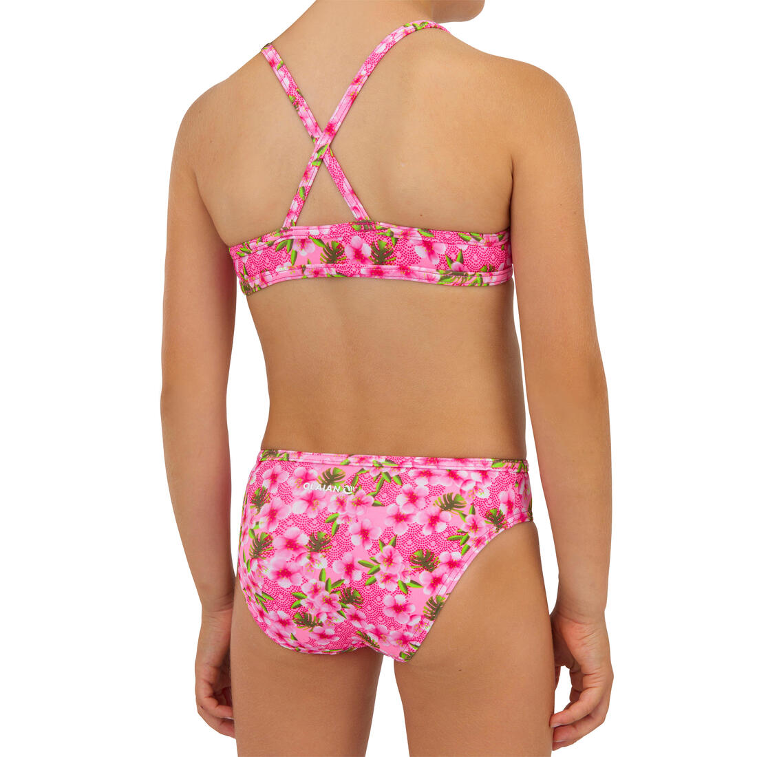 Maillot 2 pièces fleuri surf bretelles croisées fille