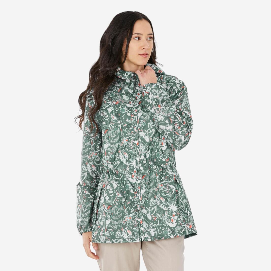 Veste de randonnée déperlante coupe-vent femme, Raincut Full Zip