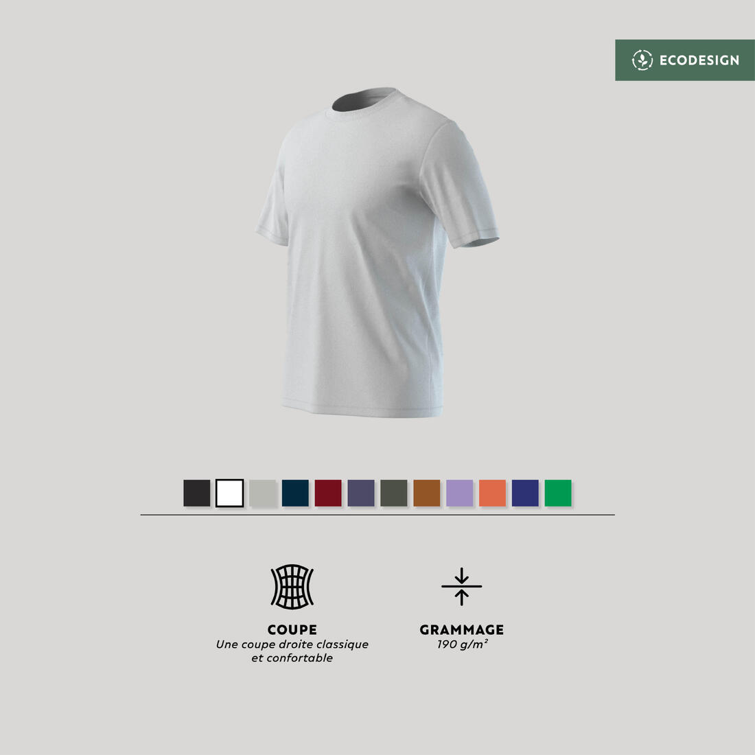 T-shirt fitness homme col rond manches courtes