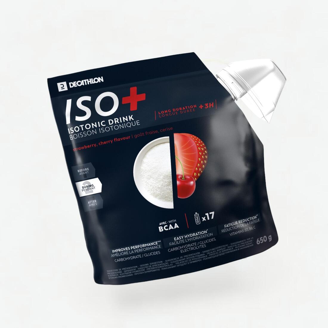 Boisson isotonique en poudre + de 3h fraise cerise, ISO+ 650g – 8518580