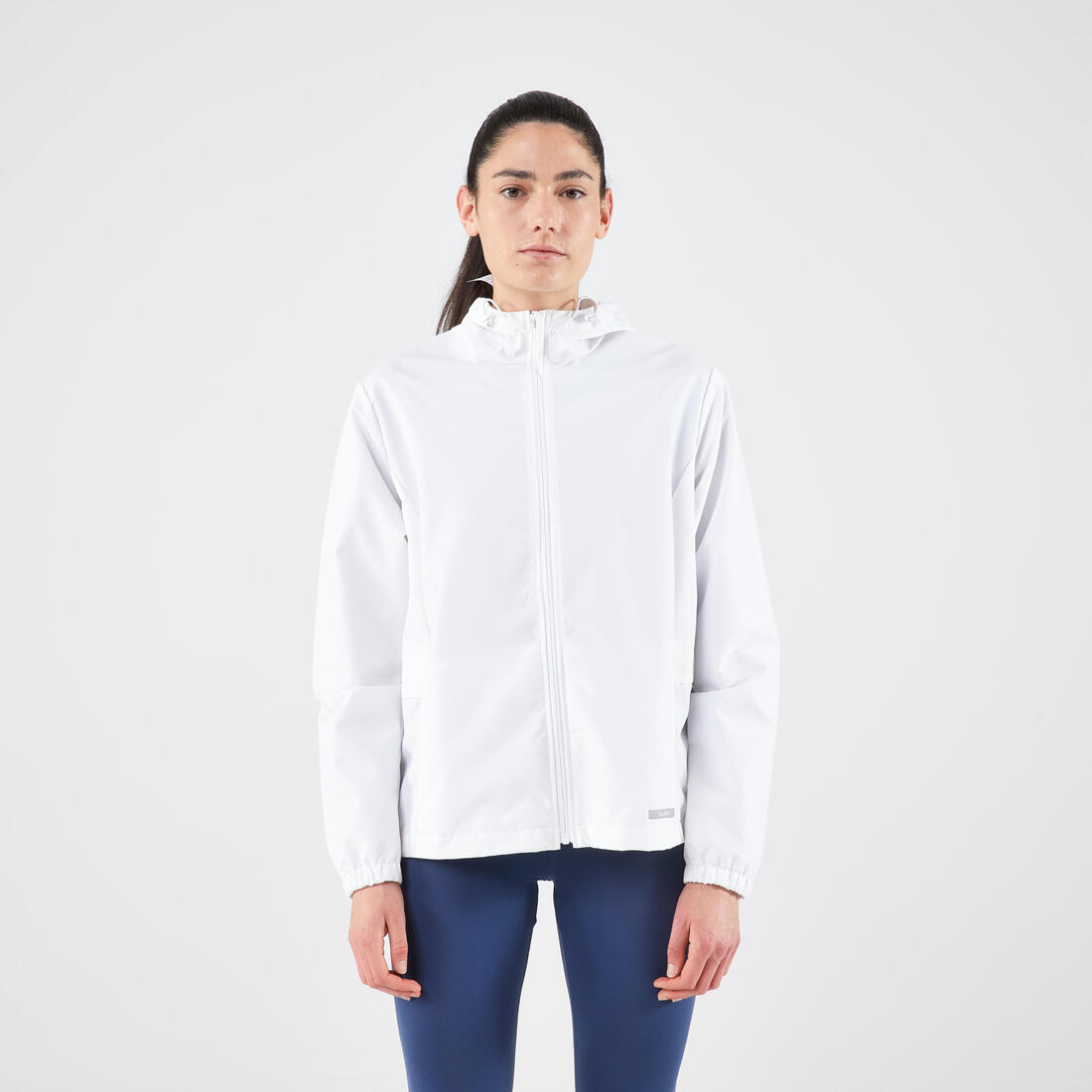 Veste imperméable de running femme - kiprun run 100 rain blanche