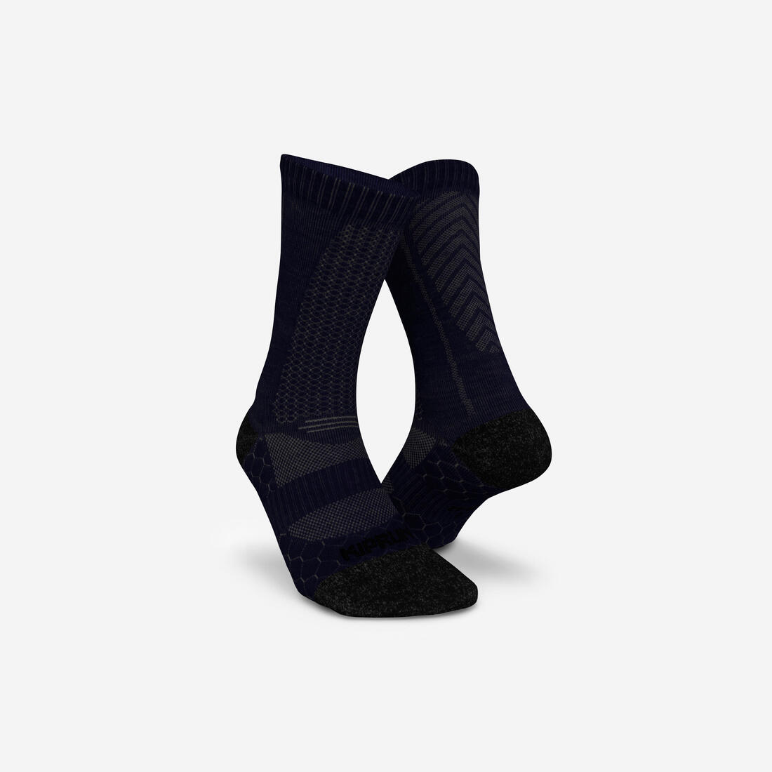 Chaussettes de running run900 mi-mollet laine merinos marine