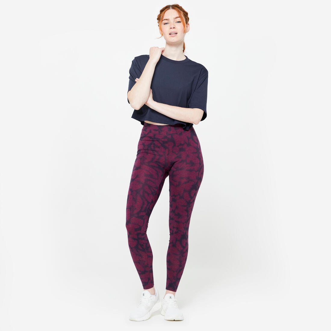 T-shirt crop top femme, bleu marine