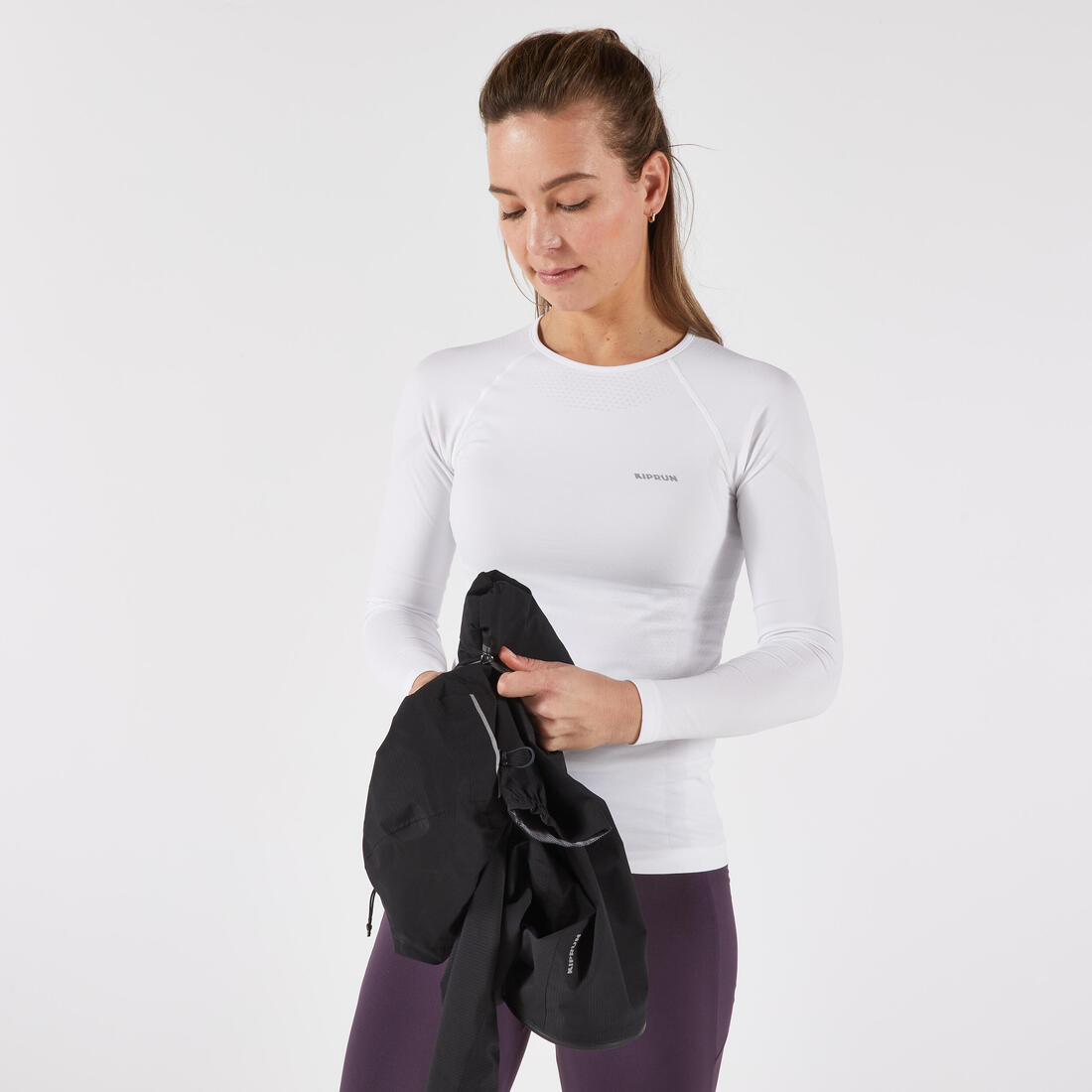 Veste running trail imperméable et respirante Femme, KIPRUN Run 500 aubergine