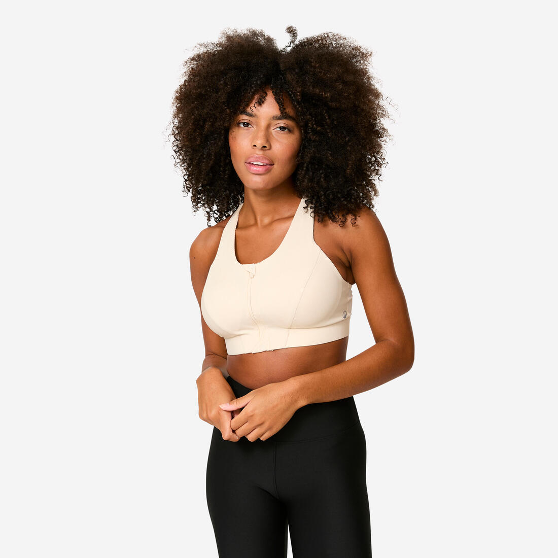 Brassière côtelée zippée maintien modéré Femme
