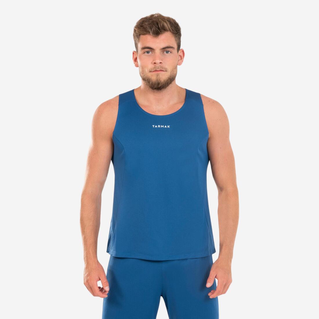 Maillot de basketball sans manche homme/femme - t100 – bleu denim