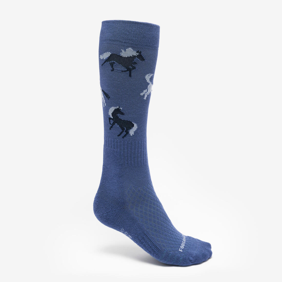 Chaussettes d'équitation enfant sks 500 motifs poneys marine et rose. lot de 2