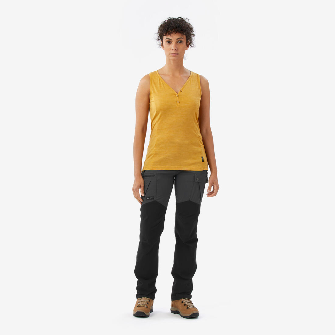 Débardeur laine mérinos de trek voyage - travel 500 corail femme