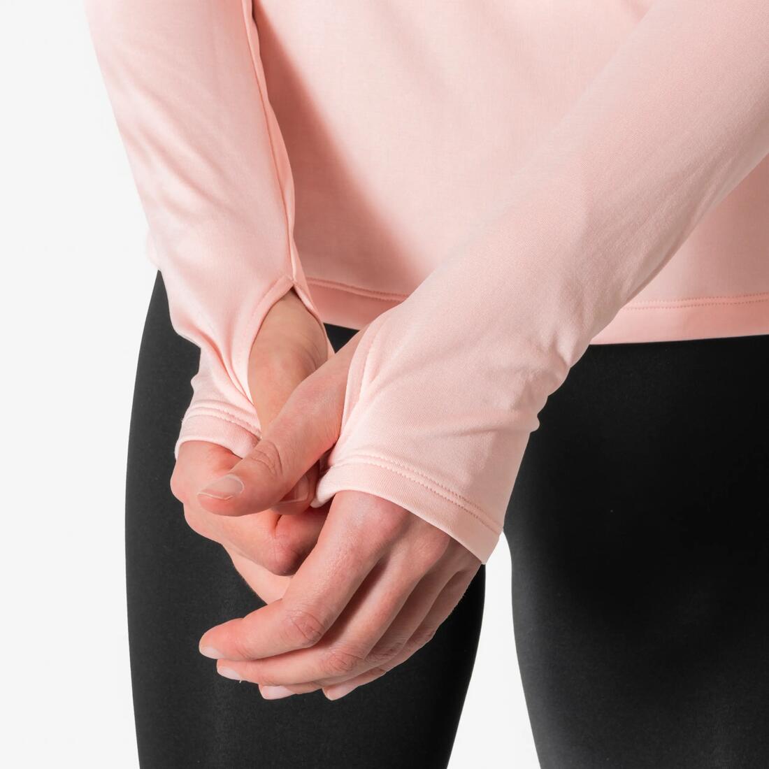 T-Shirt manches longues de running 1/2 zip Femme, Kiprun Run Core