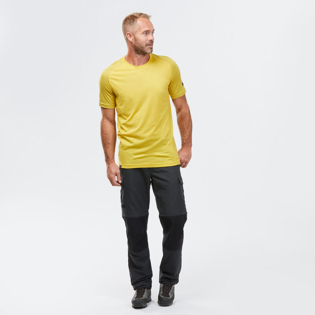 T-shirt de trek manches courtes en laine mérinos  - homme - mt500