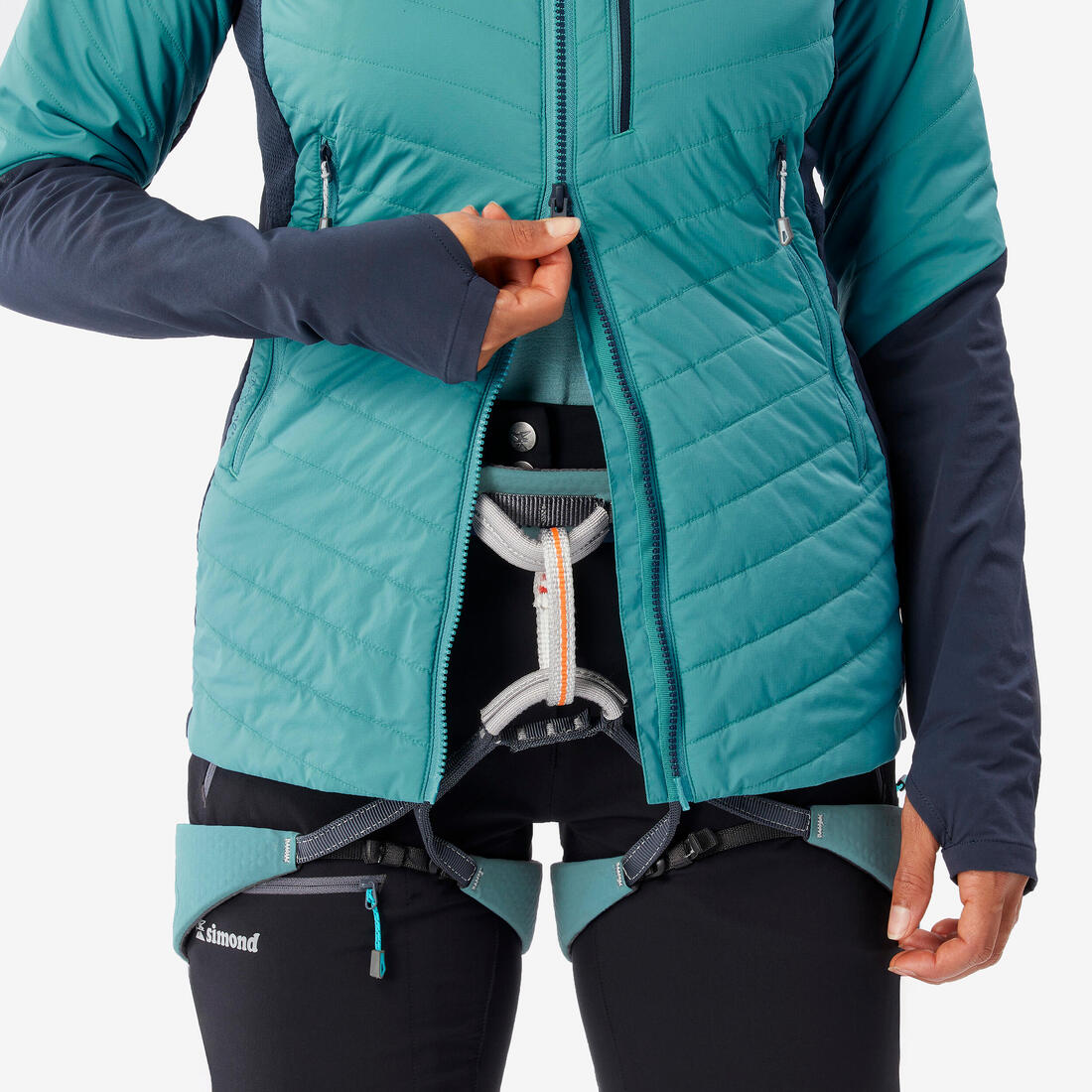Veste hybride sprint synthétique & laine alpinisme femme - bleu gris