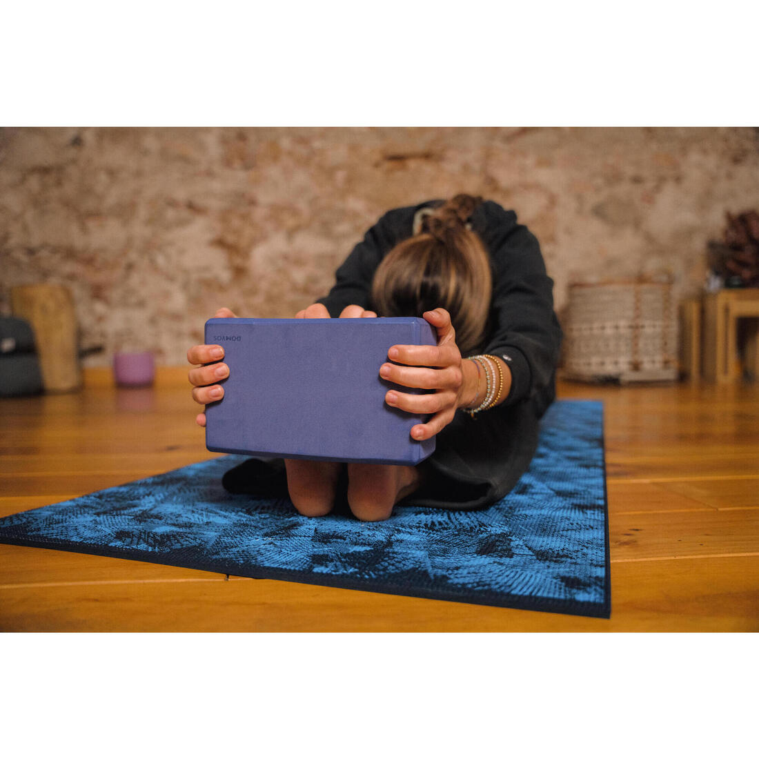 Brique de yoga en mousse, acajou