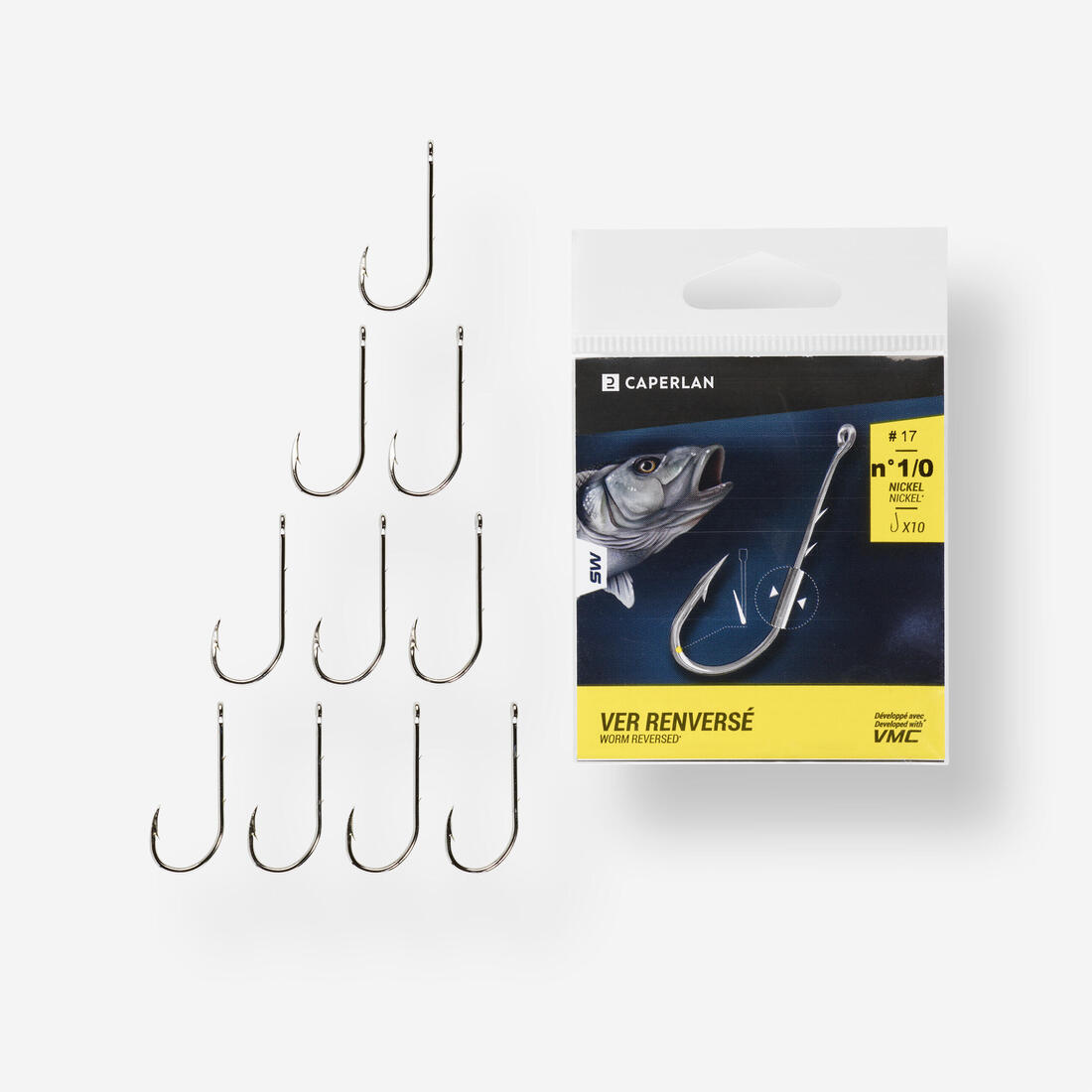 Hameçon à œillet HOOK NICKEL WORM EYE X10 pêche en mer