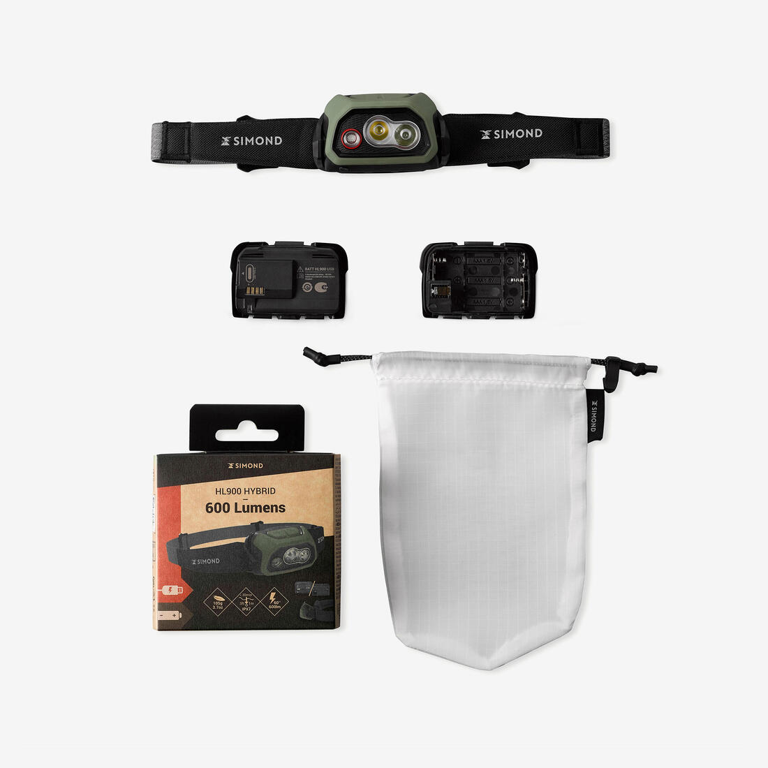 Lampe frontale rechargeable - 600 lumens - hl900 usb v3